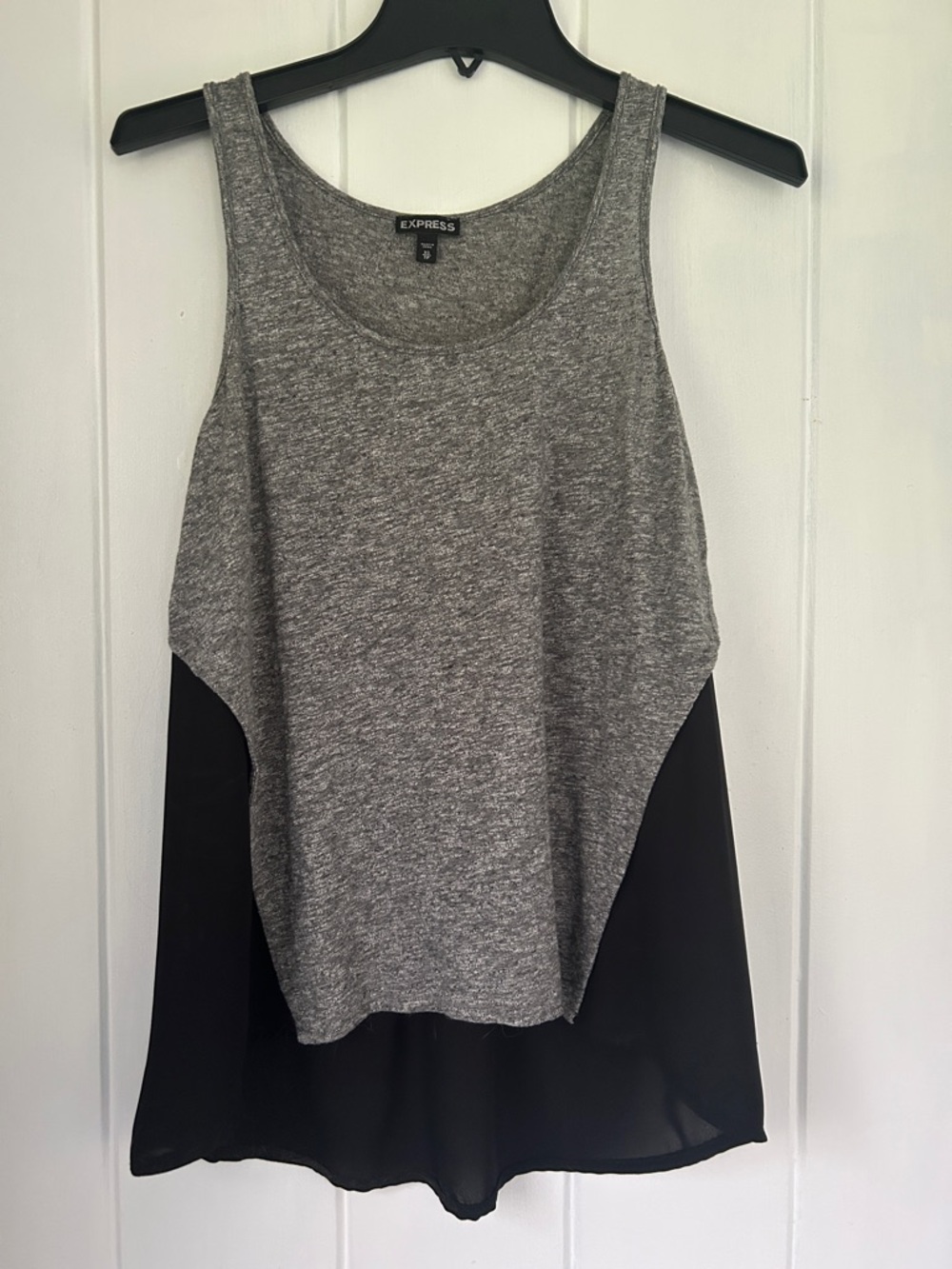 Express Gray Tank Top with Black Chiffon Back